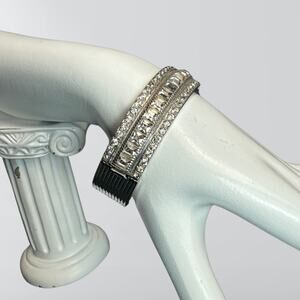 Antique Allco Signed Art Deco Rhinestone Hinged Bangle Bracelet